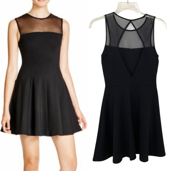 Aqua Dresses & Skirts - AQUA Mesh Illusion Neck Open Back Mini Dress M Black